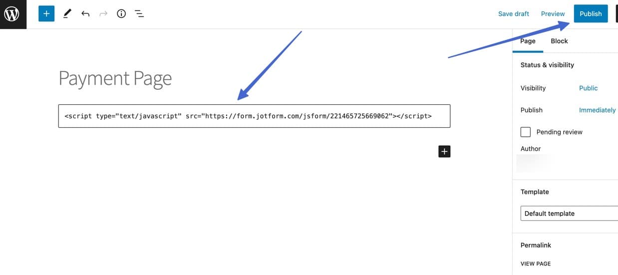 publish to accept ACH payments