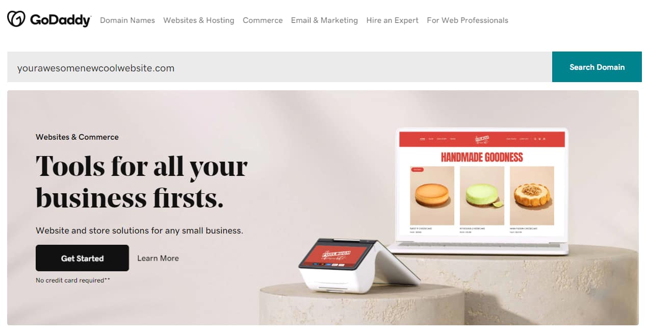 Search for domain name at GoDaddy