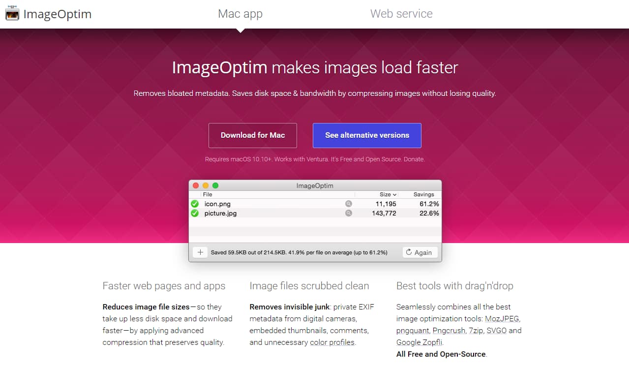 Best productivity apps for mac: ImageOptim