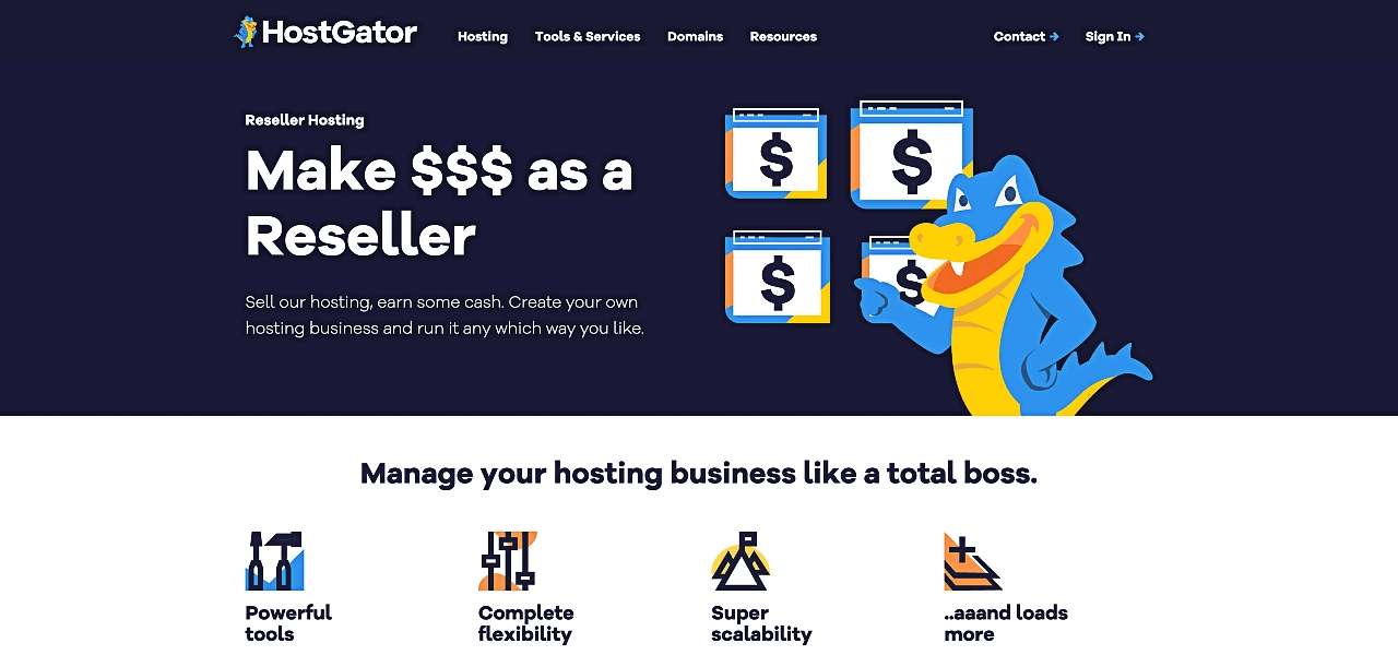 HostGator reseller hosting landing page
