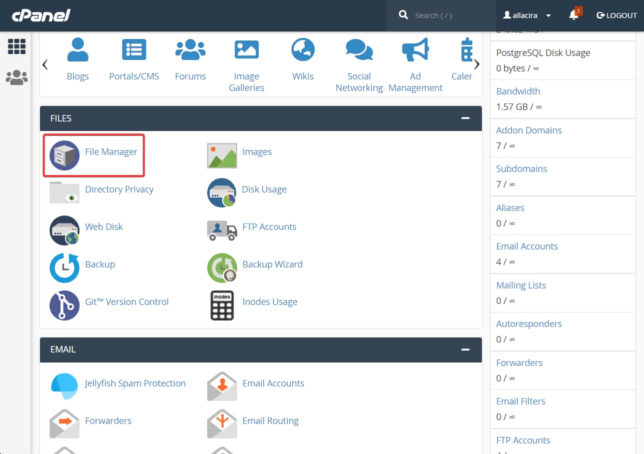 file manager in public html - 403 forbidden error WordPress