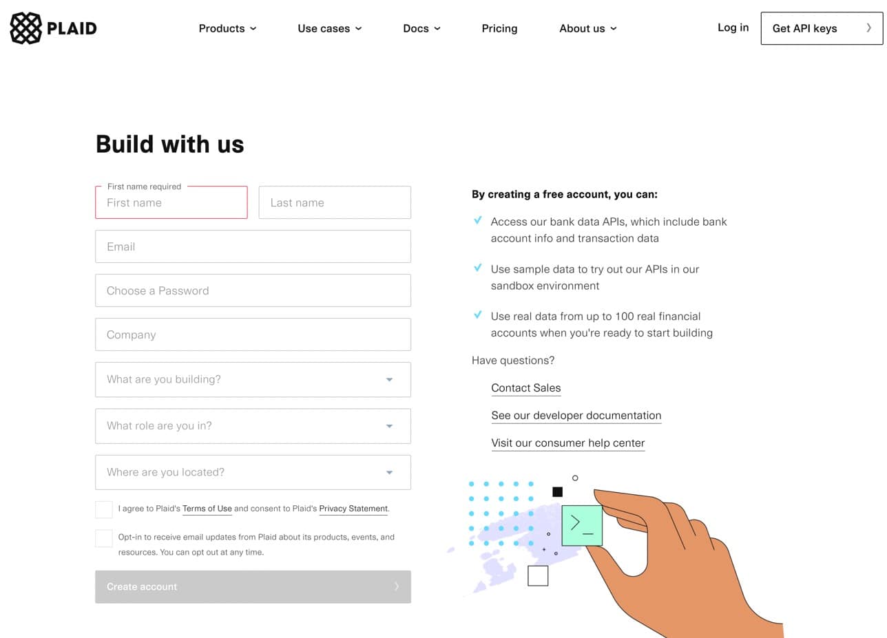 make Plaid account to accept ACH payments