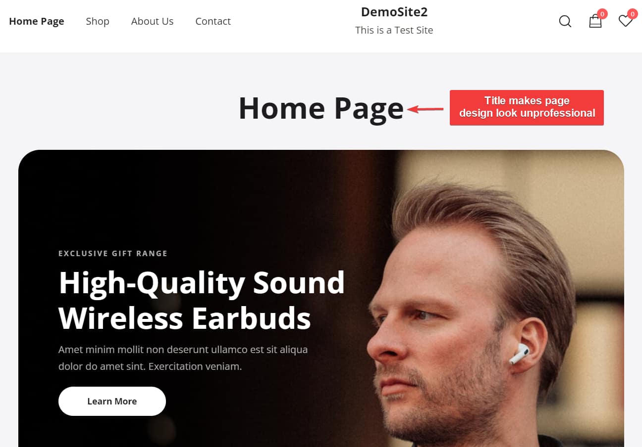 page title of a homepage.