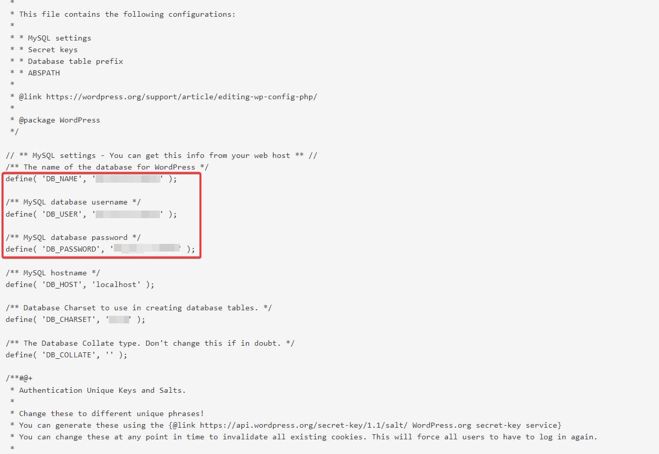 database credentials in wpconfig - error establishing a database connection wordpress.