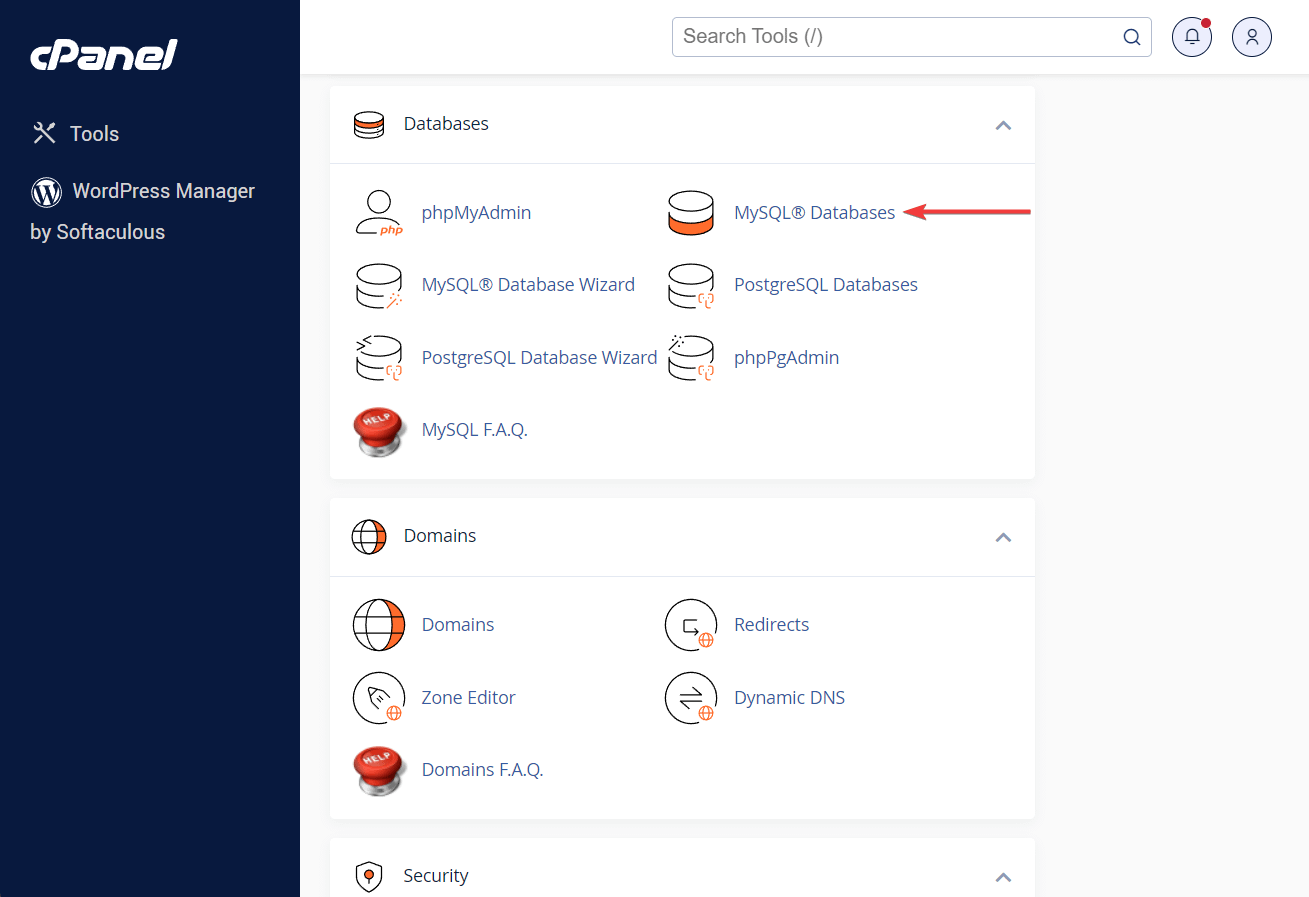 mysql databases in cpanel.