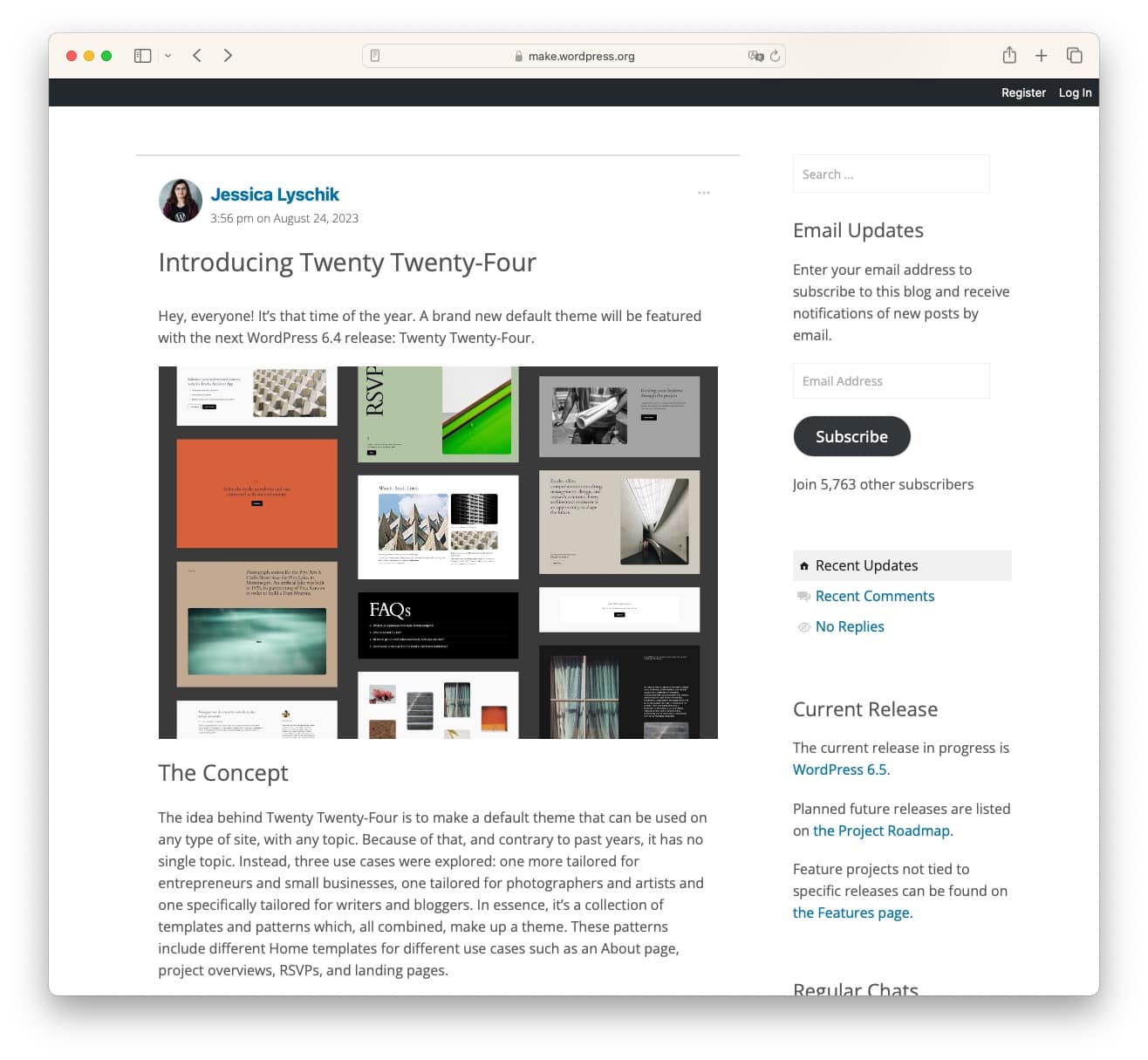 WordPress 6.4 and a new default theme Twenty Twenty Four