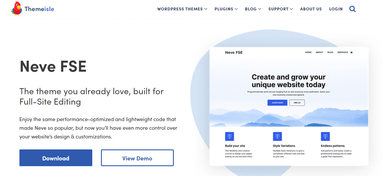How to create a free landing page for affiliate marketing: Neve FSE page.