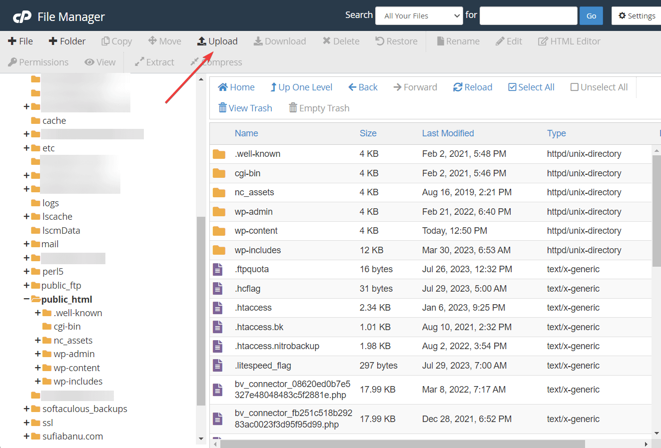 upload button on file manager - error establishing a database connection wordpress.