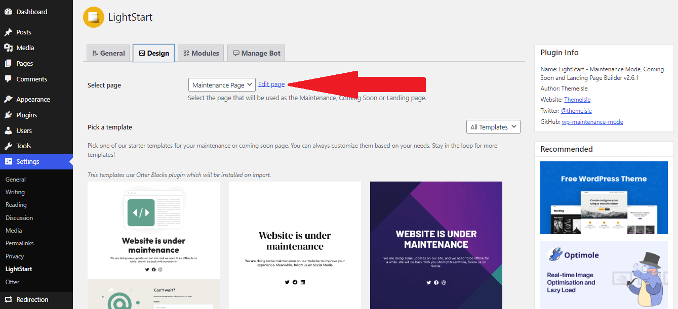 How to enable WordPress maintenance mode: Edit the design of the WordPress maintenance mode page.