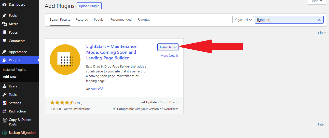 Installing LightStart - Maintenance Mode, Coming Soon and Landing Page Builder.