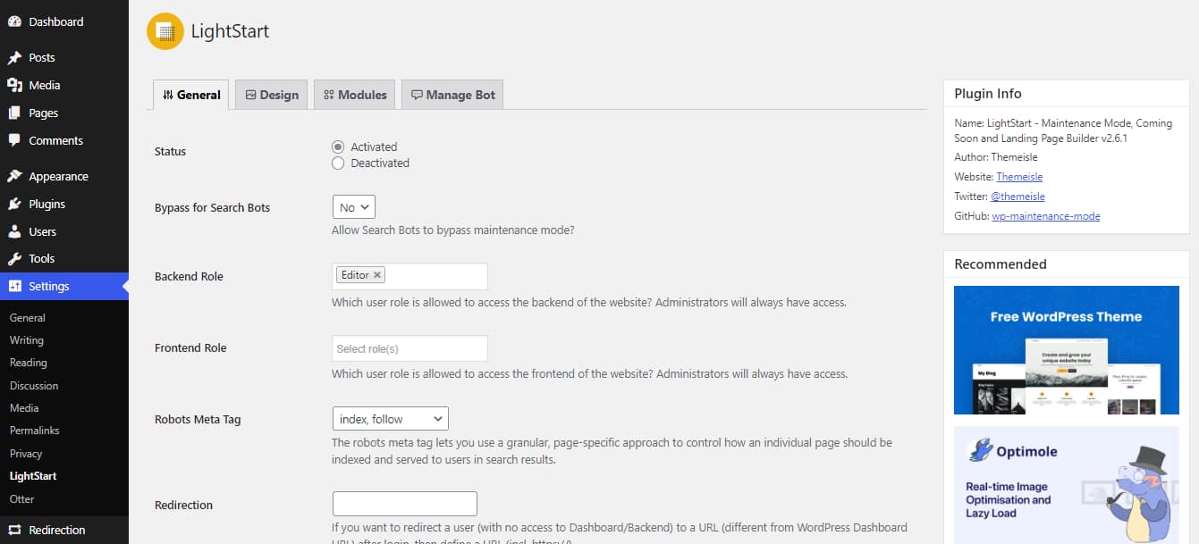 Selecting editor for the backend role.