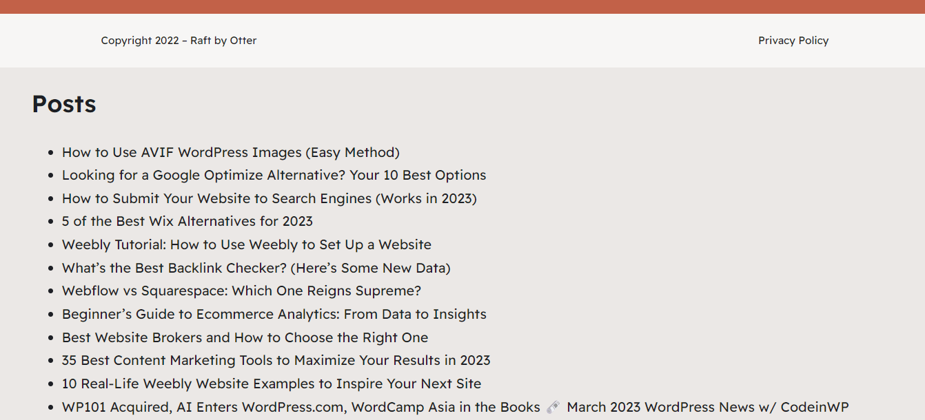 WordPress HTML sitemap on the front end.