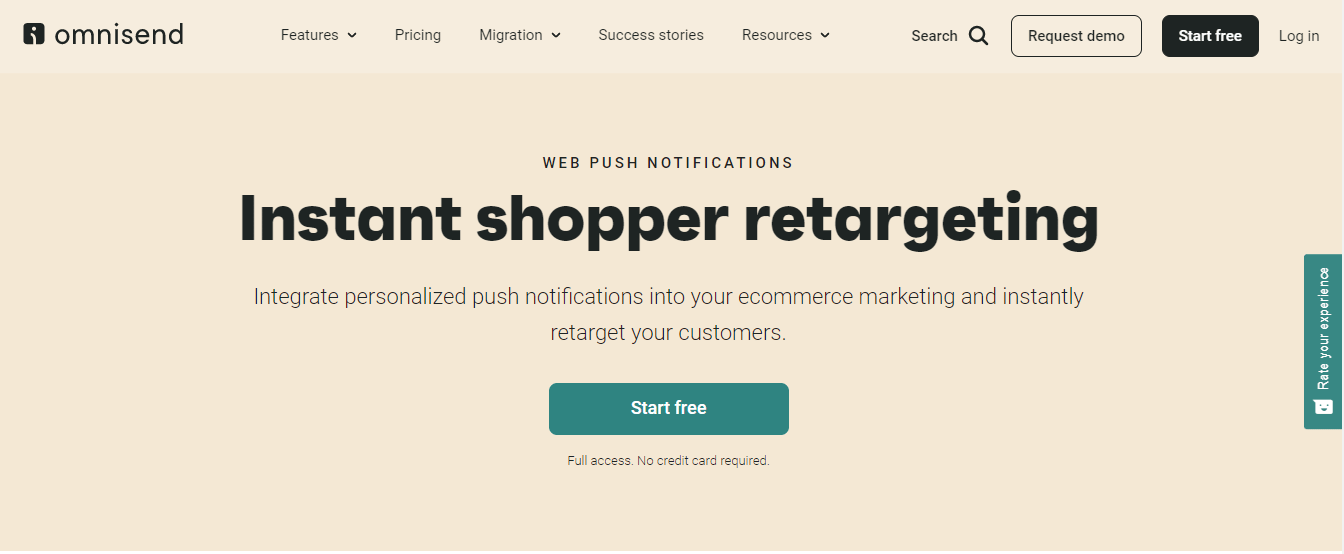 Omnisend offering a blend of email marketing and push notification software