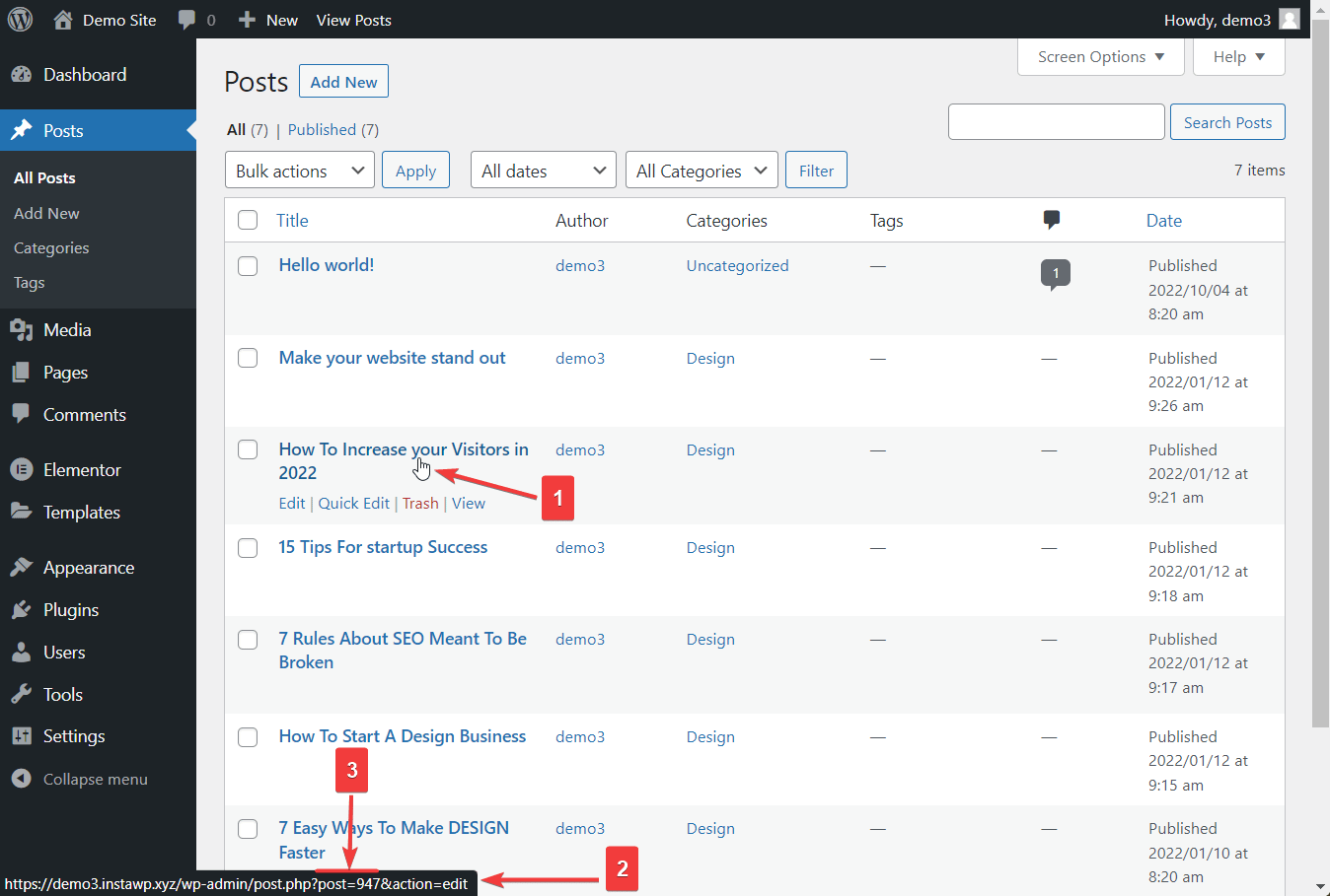 How to hide page titles in WordPress using CSS: locating page ID step.