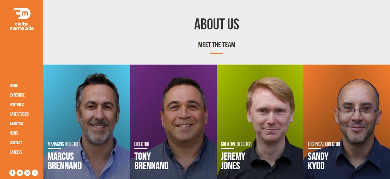Digital Marmalade's meet the team page