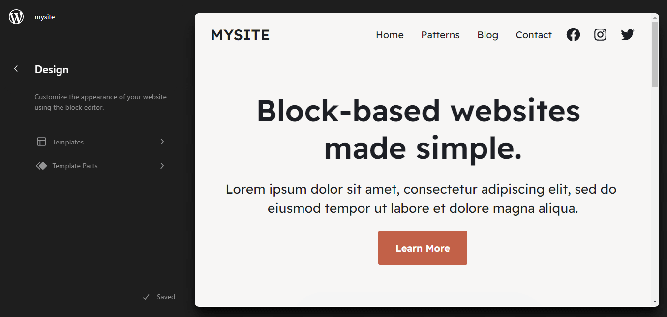 The WordPress Site Editor.