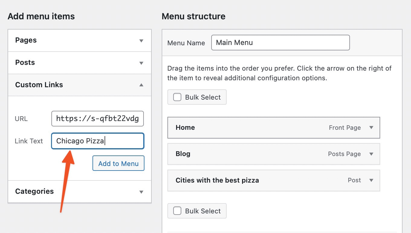 adding the link text.