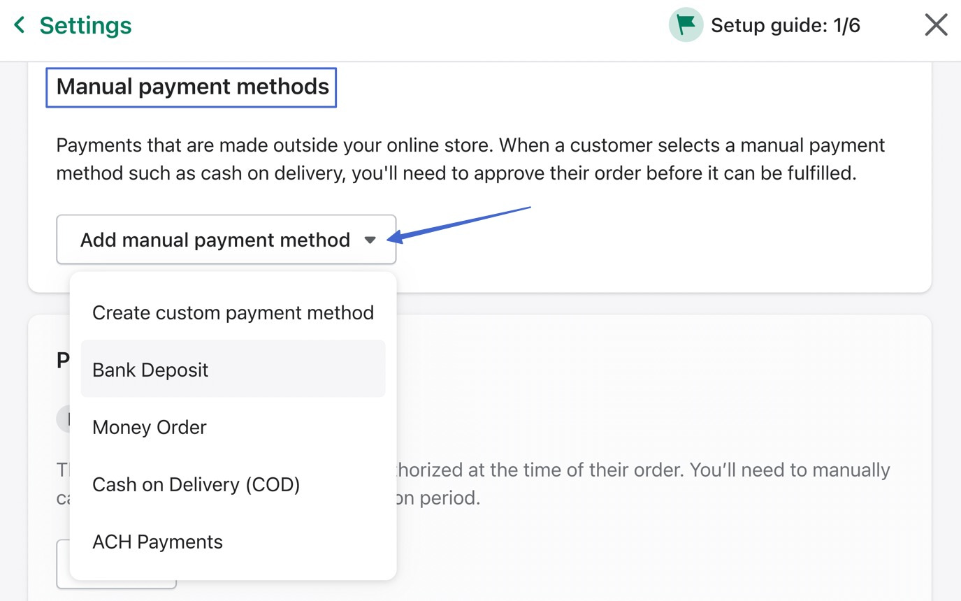 add manual payment method