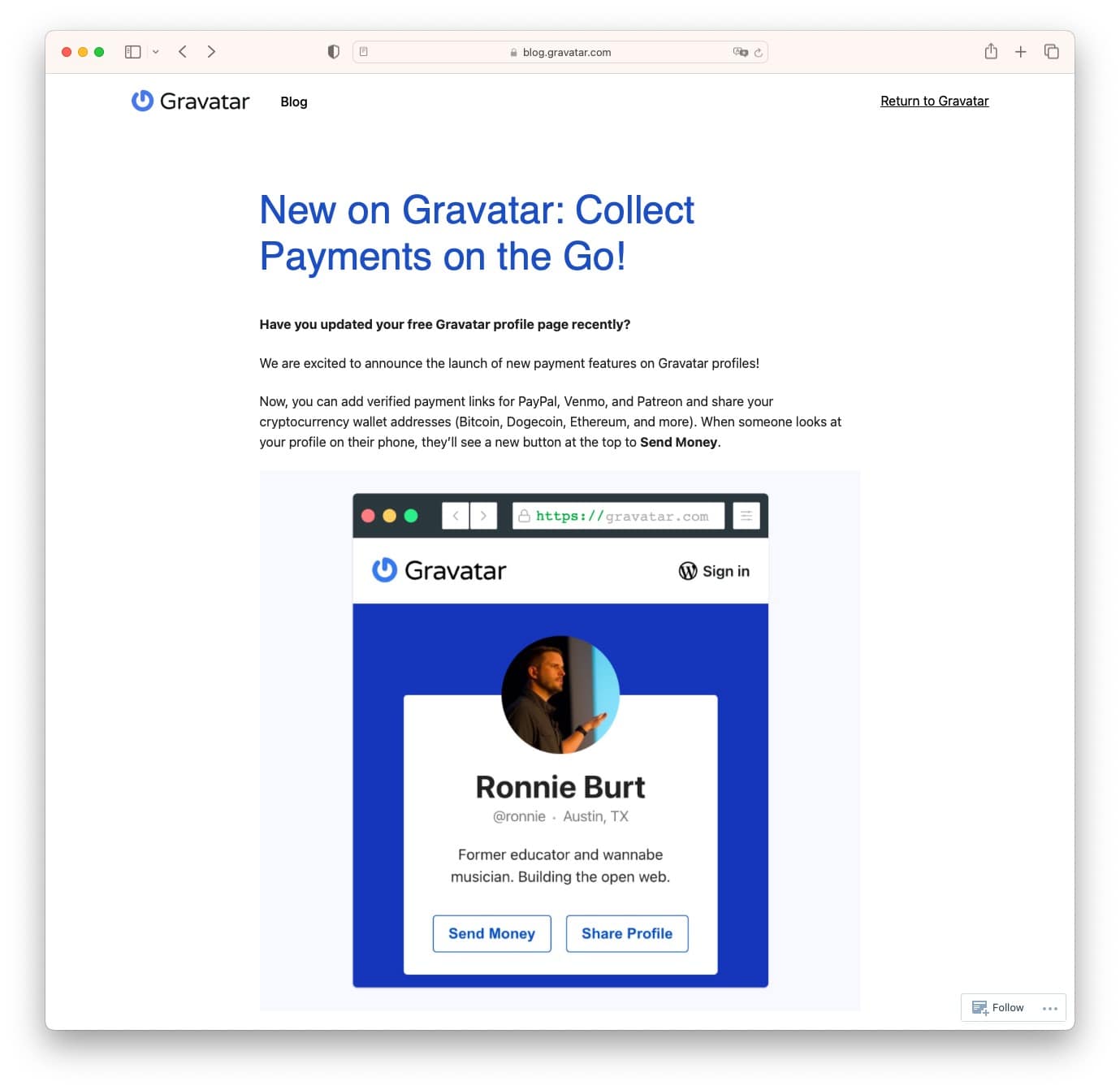 Gravatar adds payment features