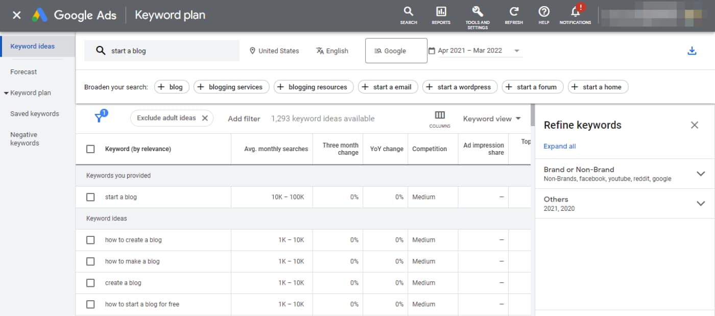 Google Keyword Planner will help you work on your digital content marketing strategy