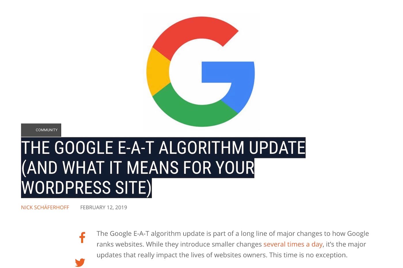March 2019 WordPress News - Google E-A-T algorithm