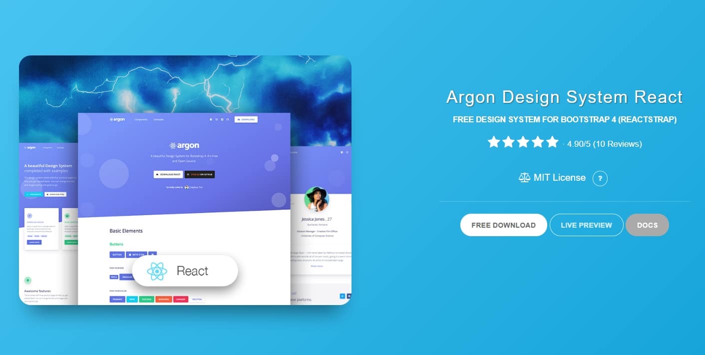 React UI component libraries: Argon Design System React.