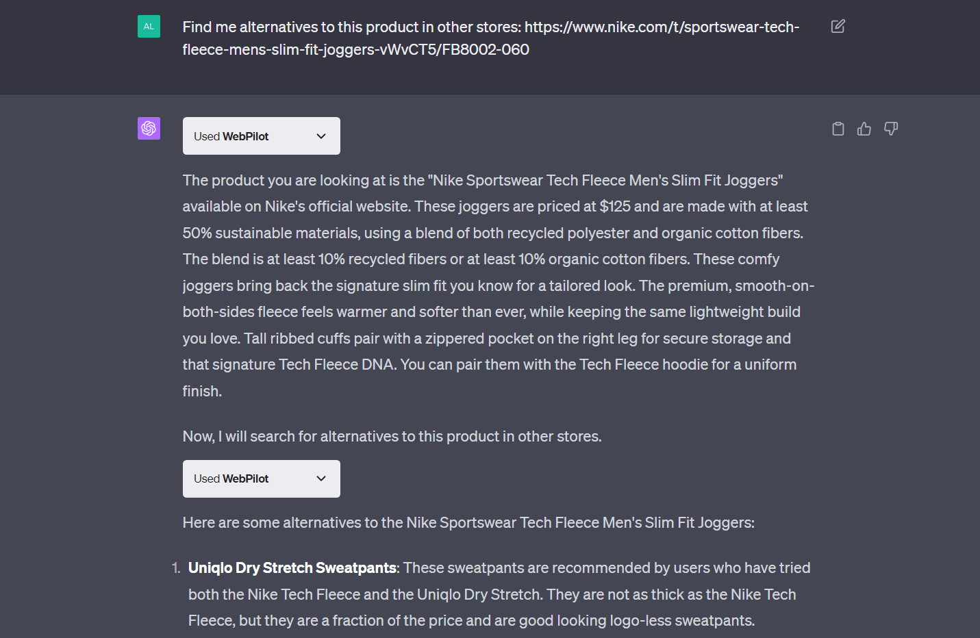 Chatgpt Woocommerce: 5 Ways to Use AI in Your Online Store - Asking ChatGPT for product recommendations.