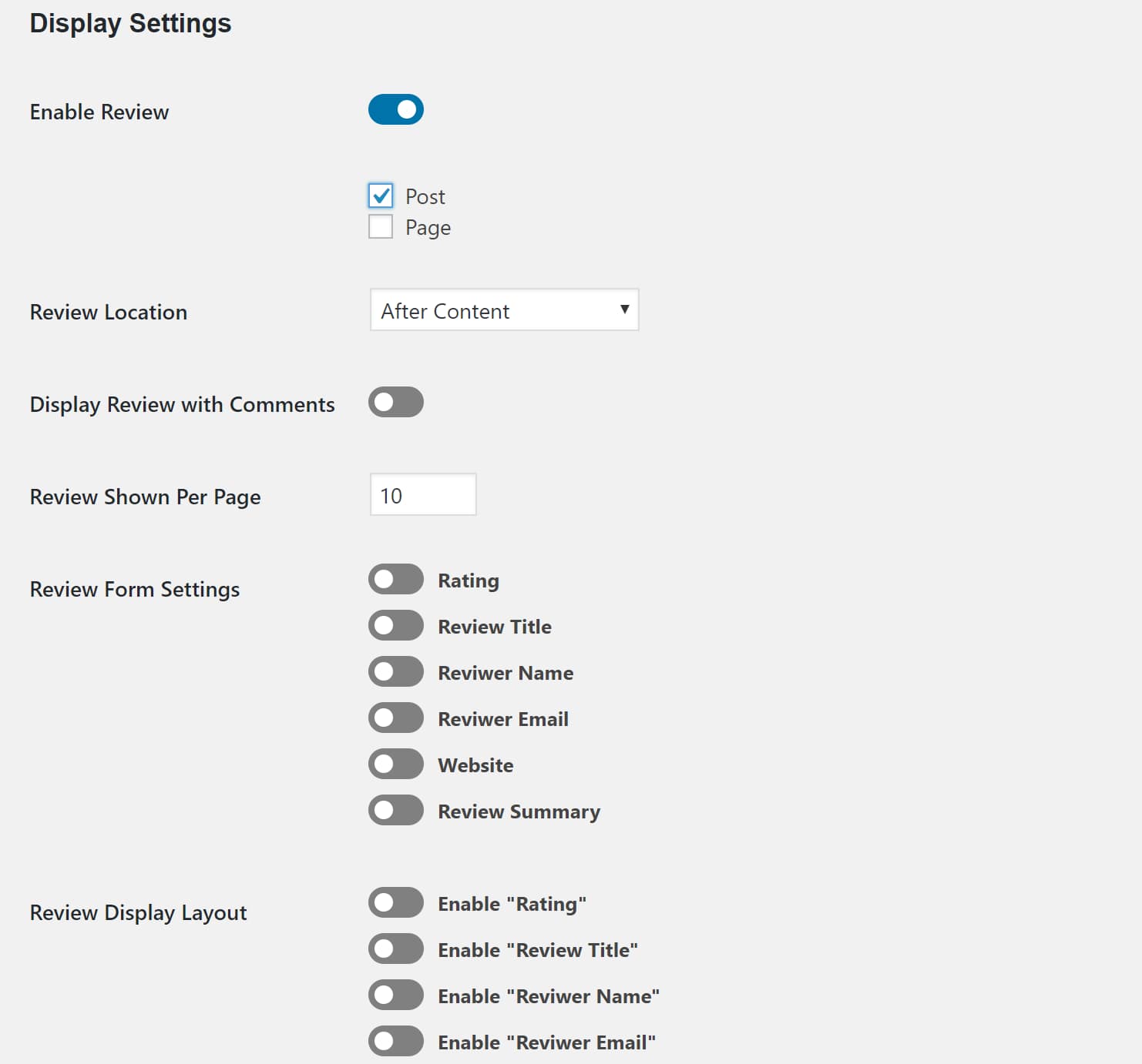 Best WordPress review plugins #5: WP Ultimate Review settings