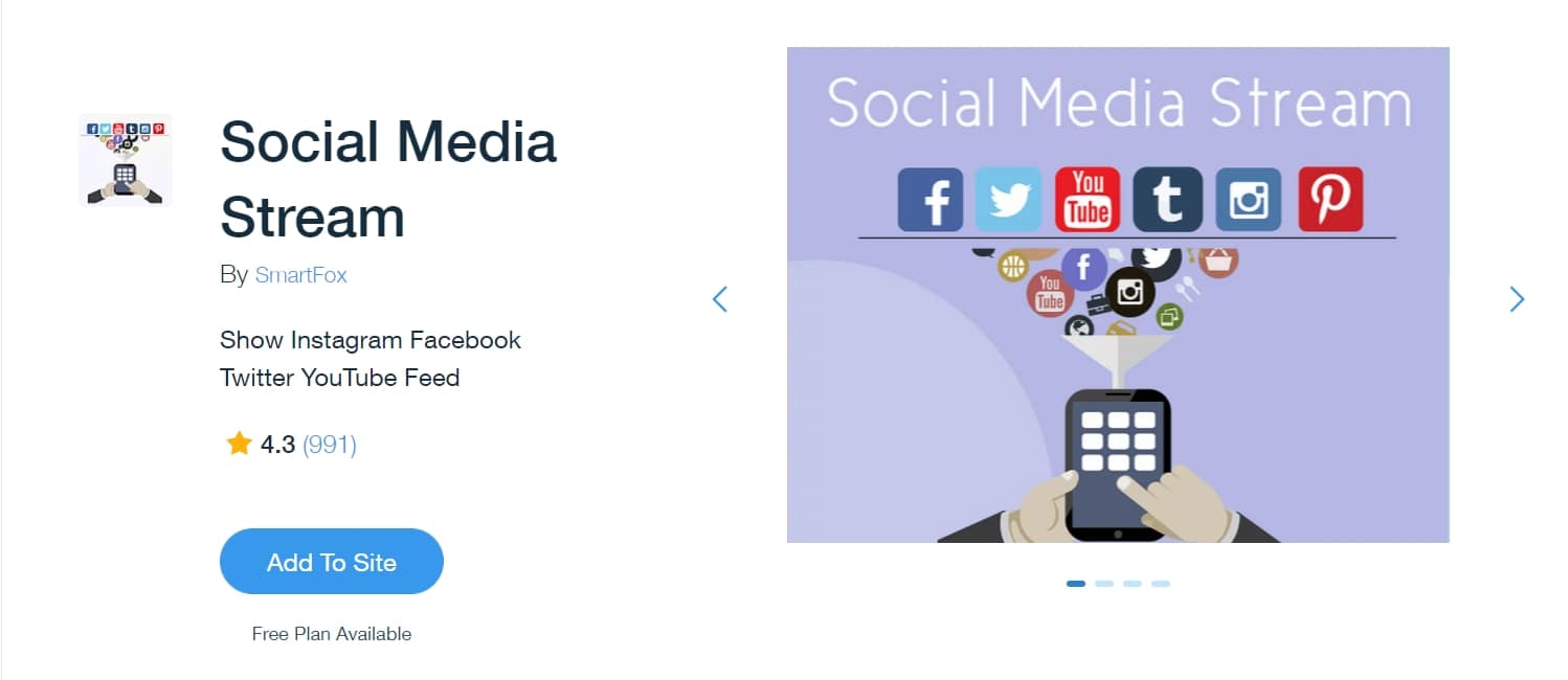 Best Wix apps: Social Media Stream