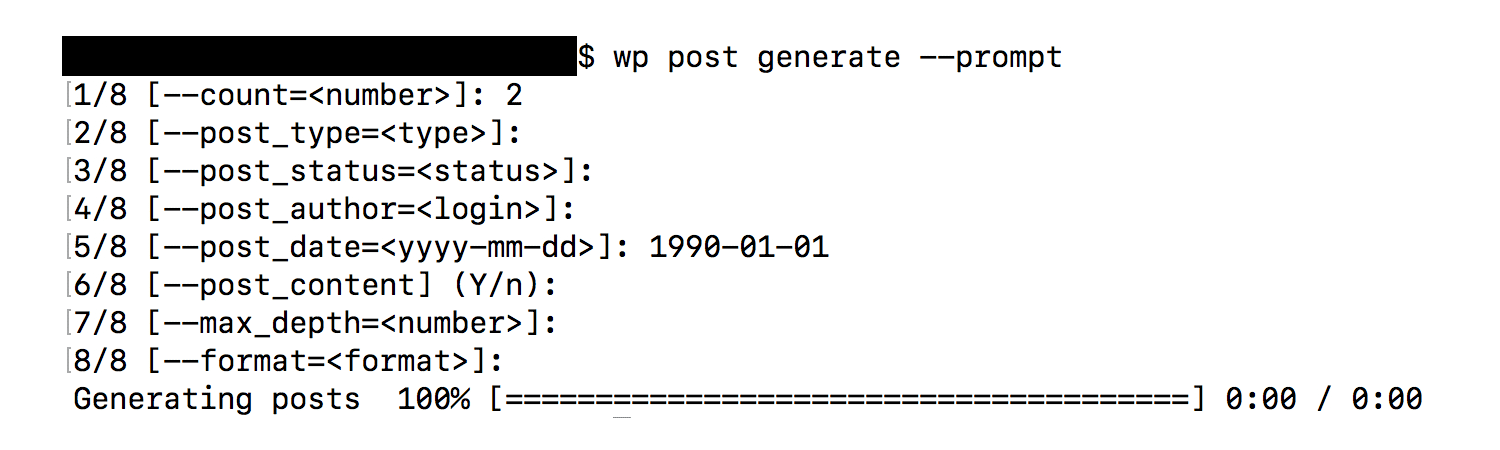 WP-CLI prompt argument.