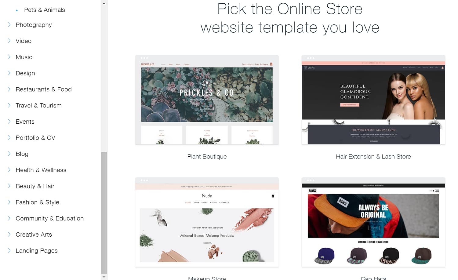 Wix eCommerce templates