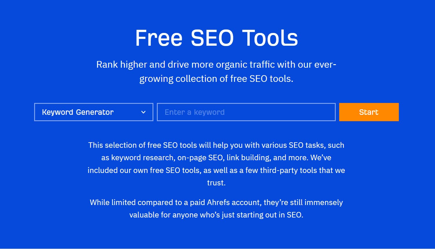 best free seo tools - Ahrefs