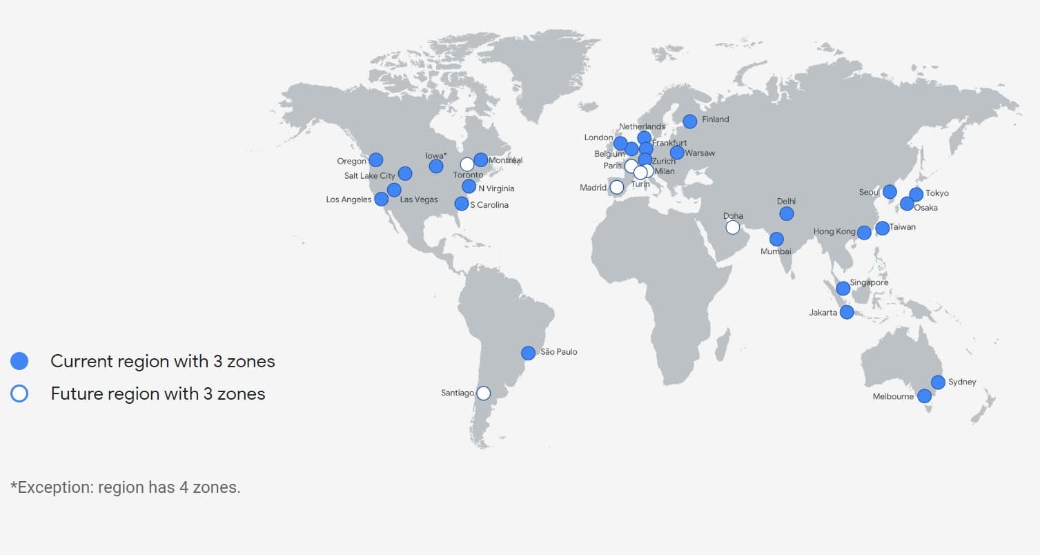 Google Cloud region map