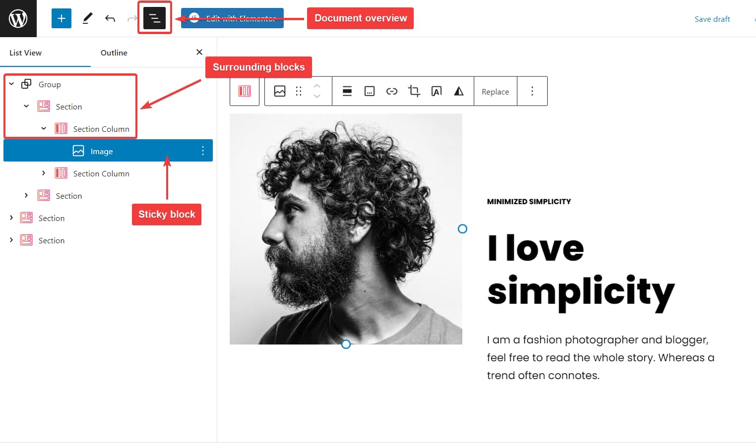 gutenberg document overview.