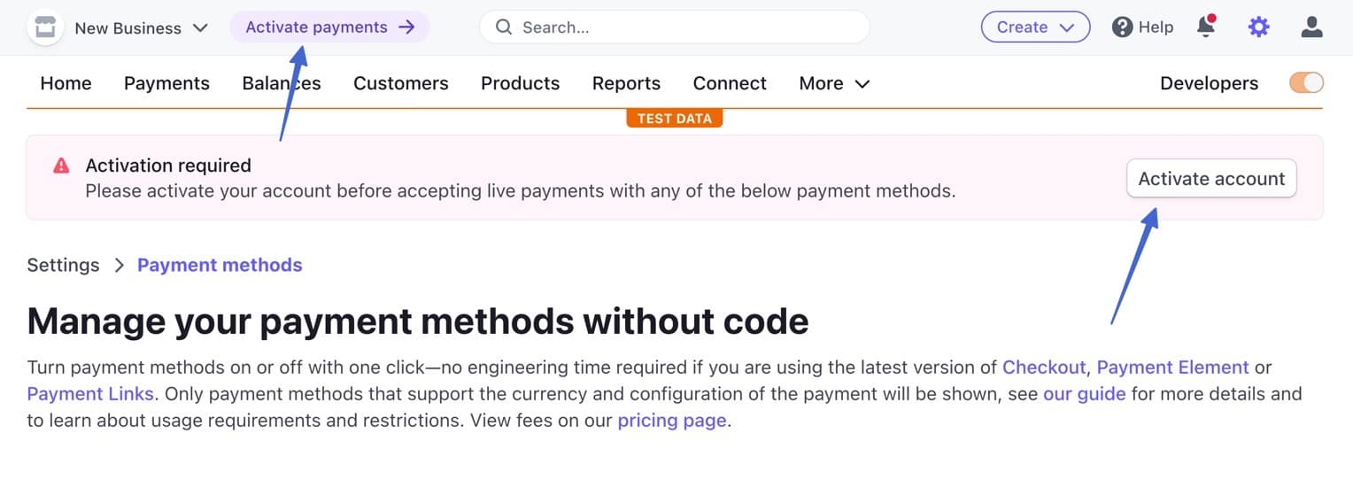 activate payments to accept ACH payments