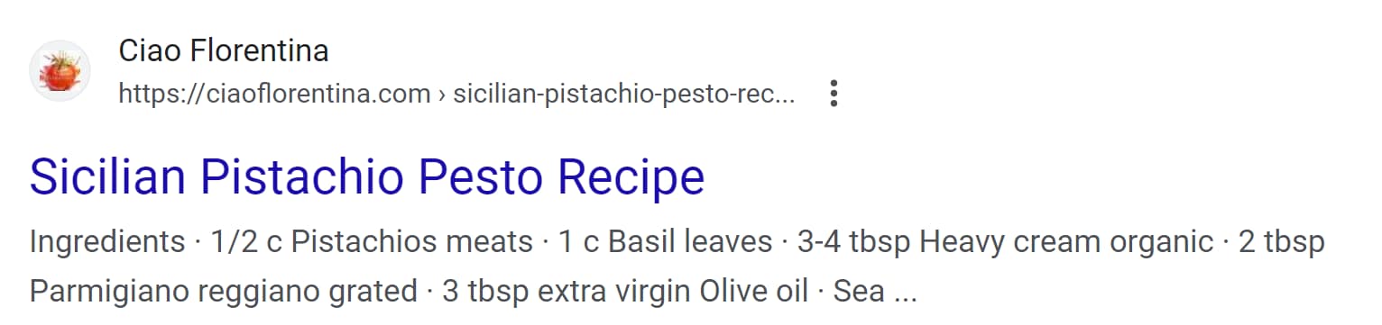 A basic search result as we learn how to make rich snippets in WordPress.