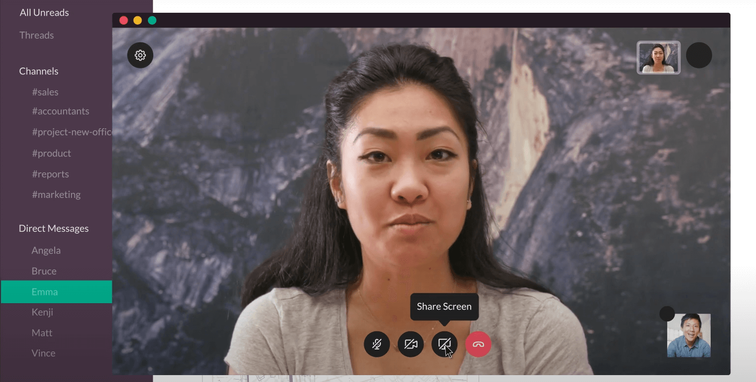 An example of a Slack call