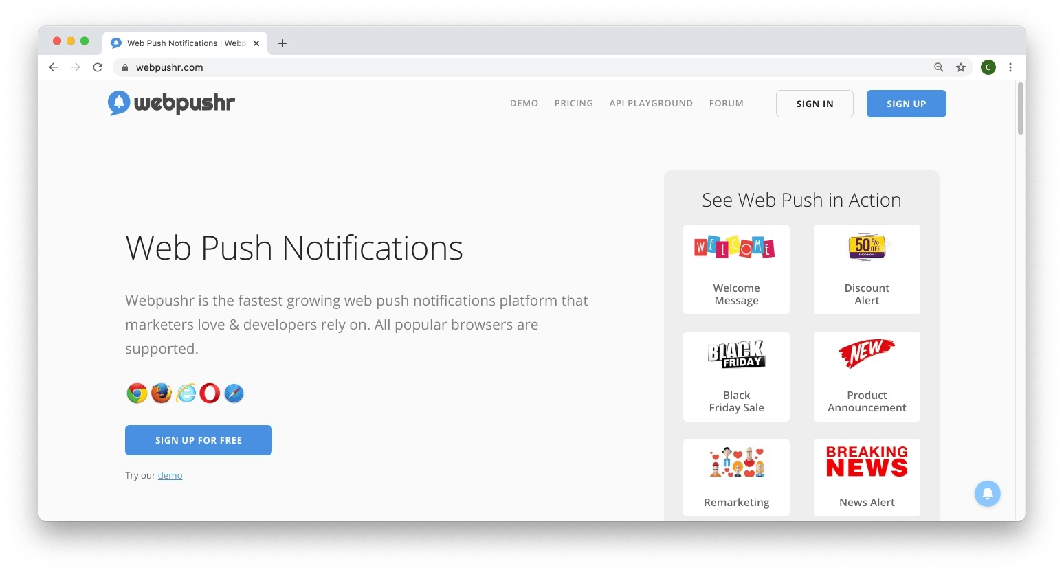 webpushr with best free push notification services.