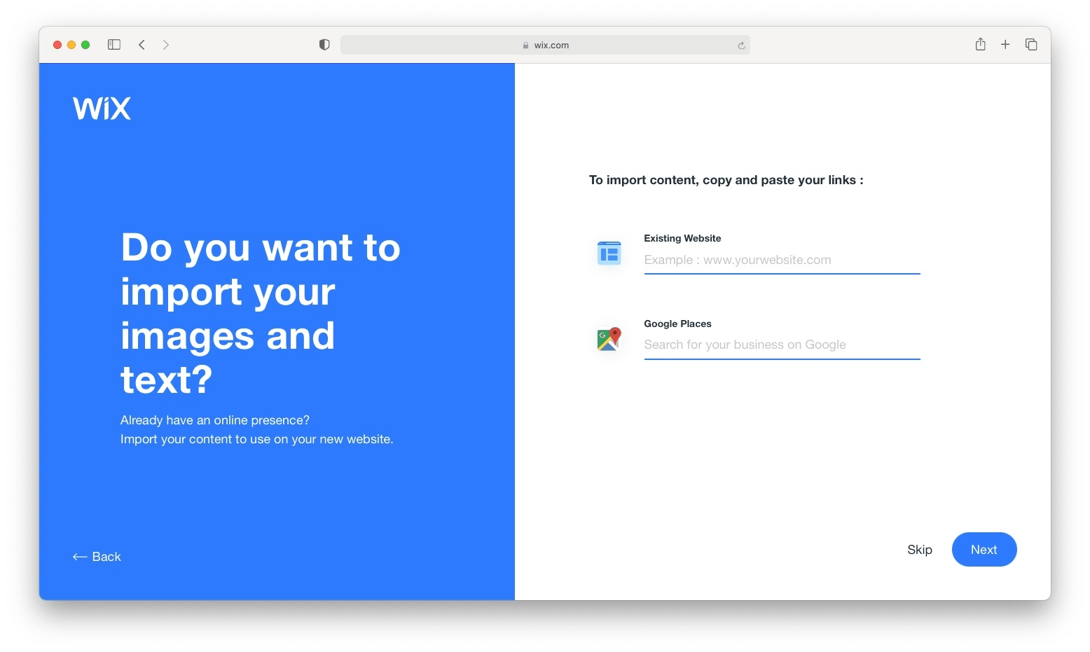 Adding your business or website name