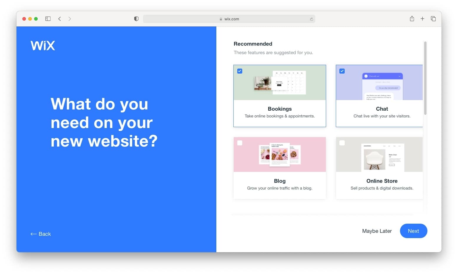Recommended features