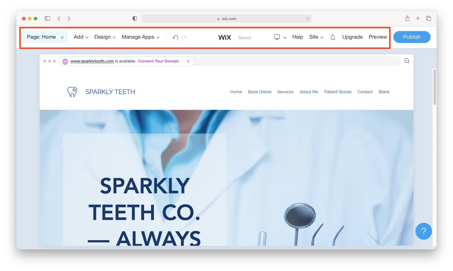 Editing the homepage with WIX ADI