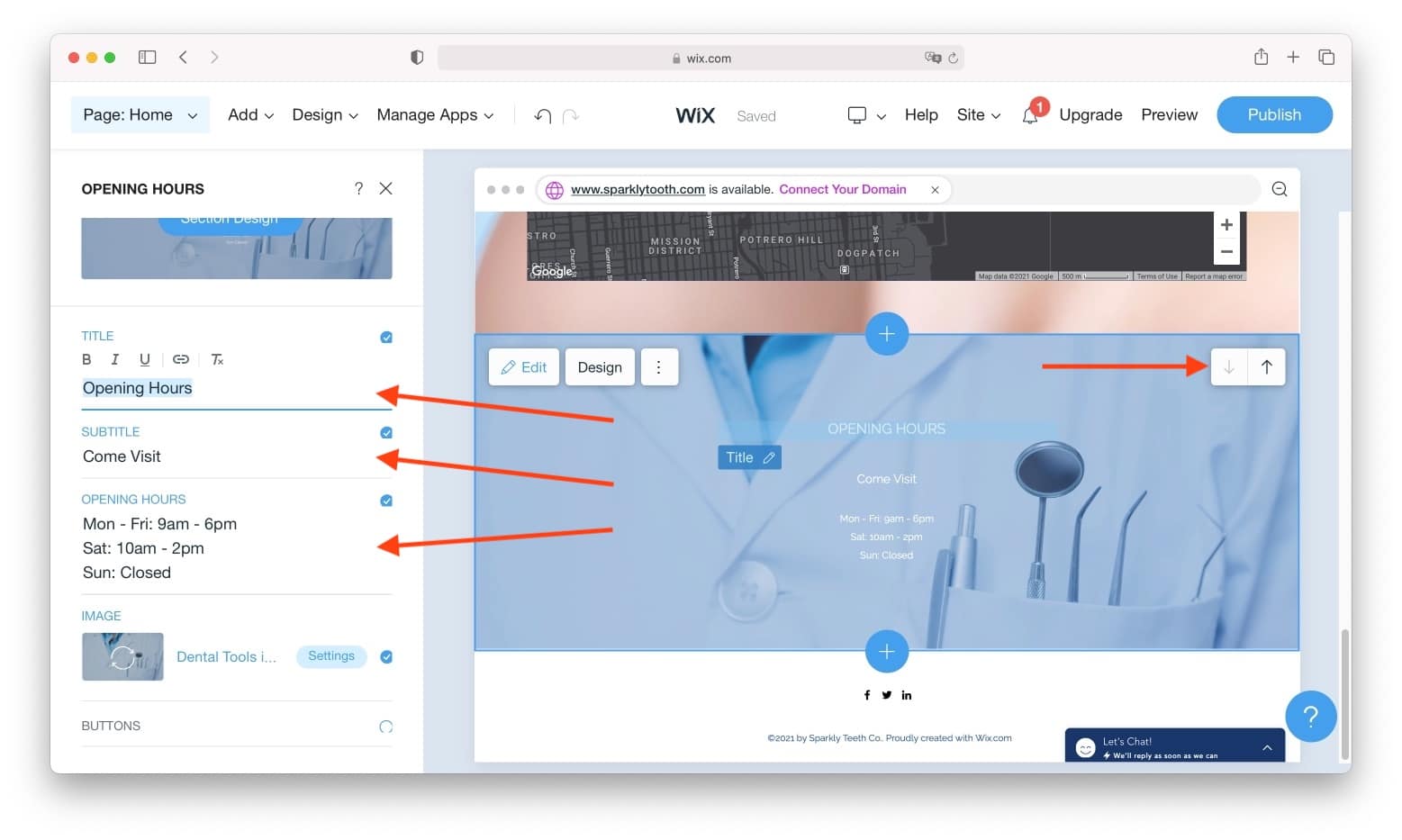 Editing a new section