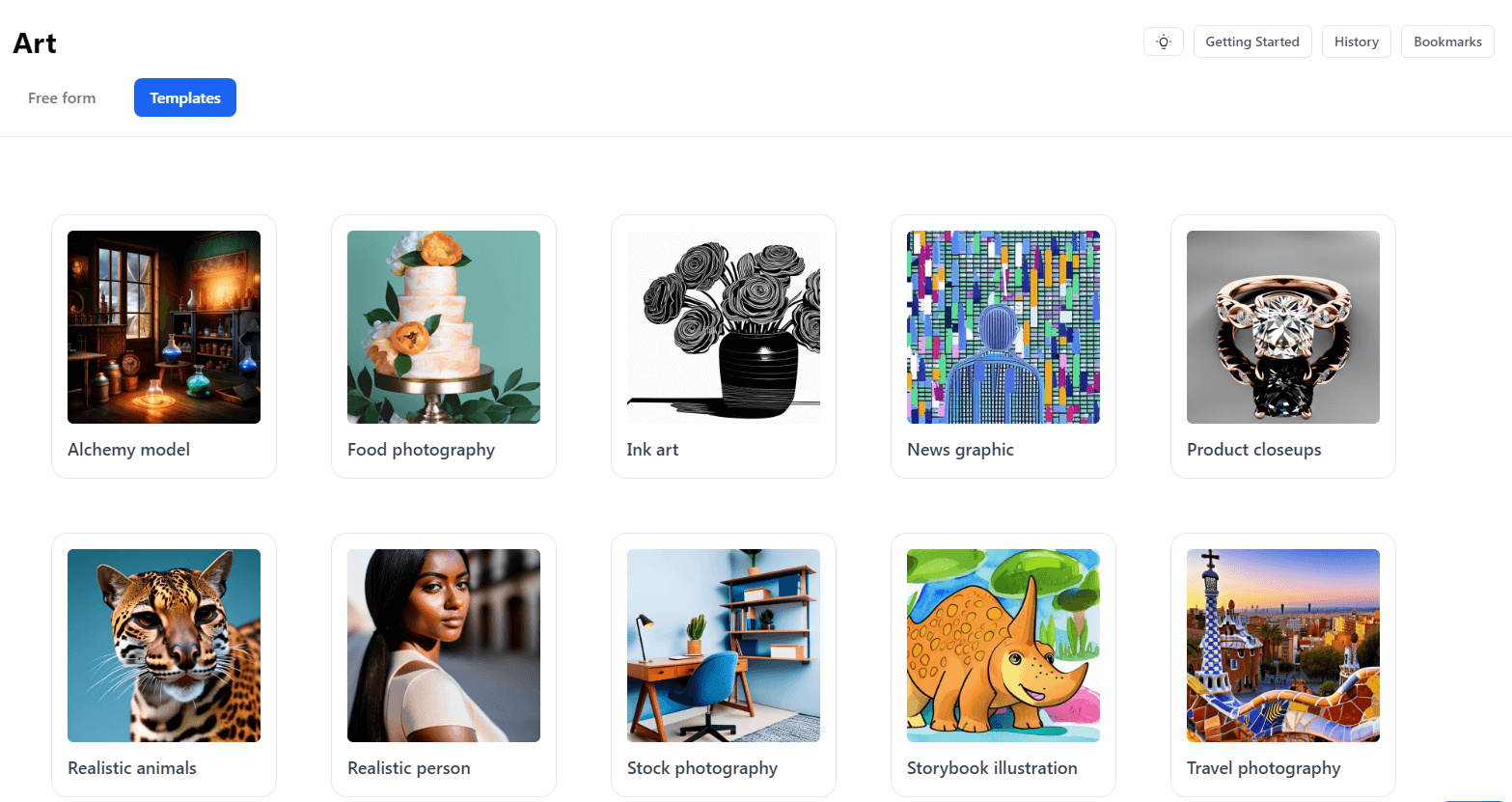 Jasper AI art templates.