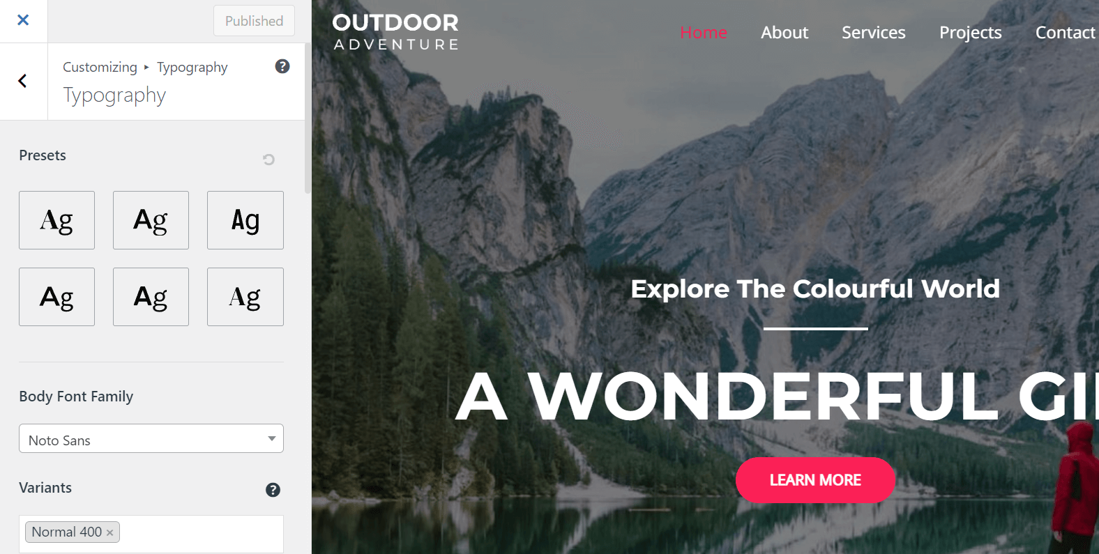 Astra WordPress theme review of typography customization.