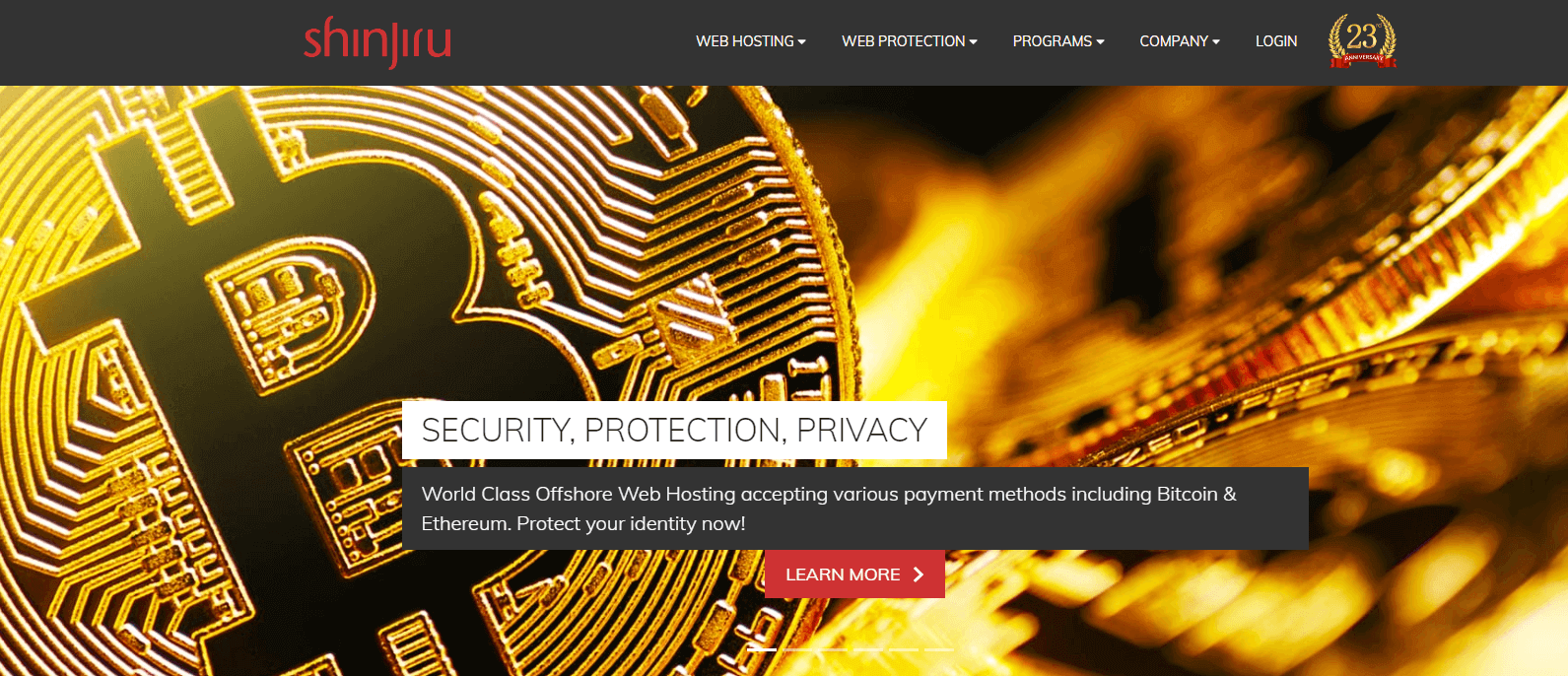 Best offshore web hosting: Shinjiru homepage screenshot.