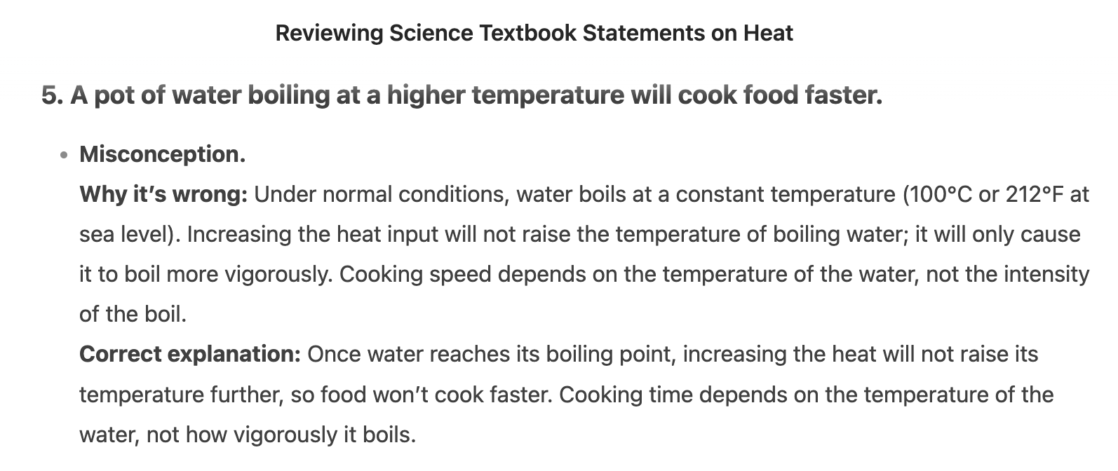 DeepSeek's response to a science question.