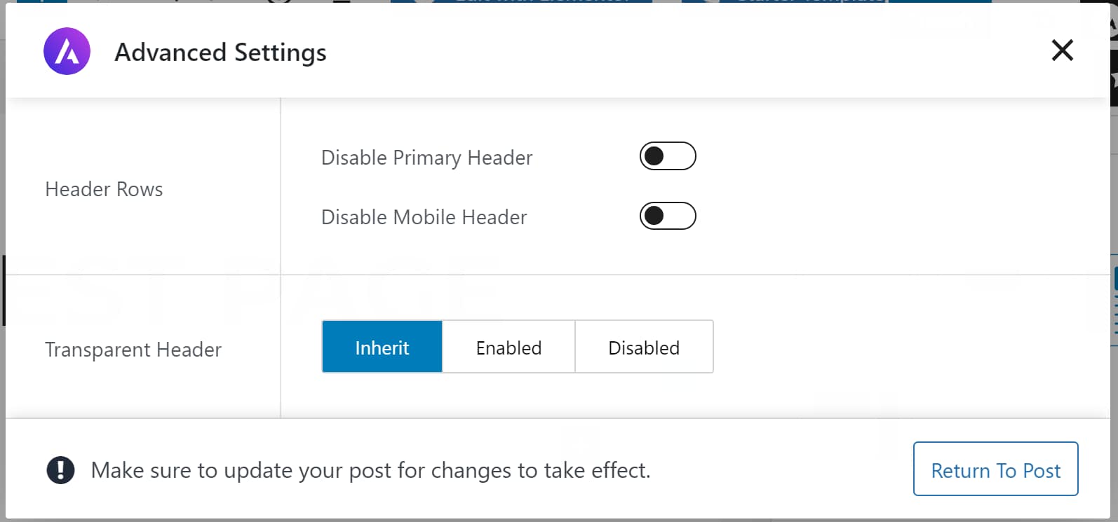 Astra advanced settings