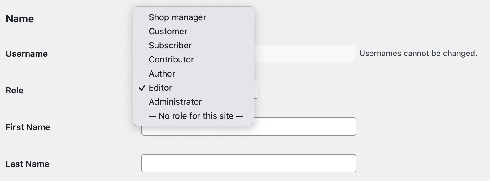 WordPress user roles.