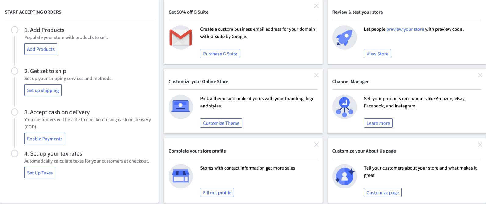 The eCommerce dashboard.