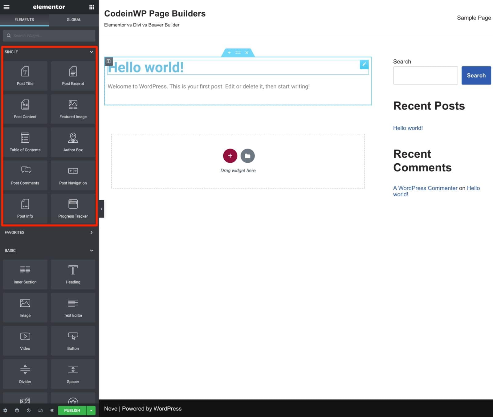 Elementor Theme Builder modules